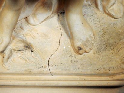Terracotta subject representing a woman draped...