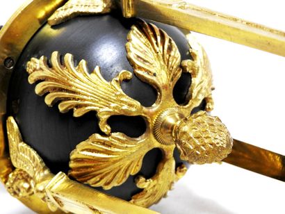 Lamp stand in chased ormolu and black lacquered...