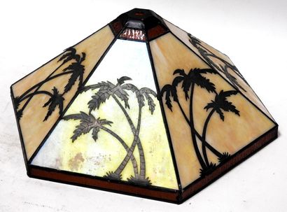 Shade in opaque glossy beige and orange glass,...