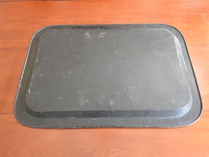 Large serving tray in sheet metal with polychrome...