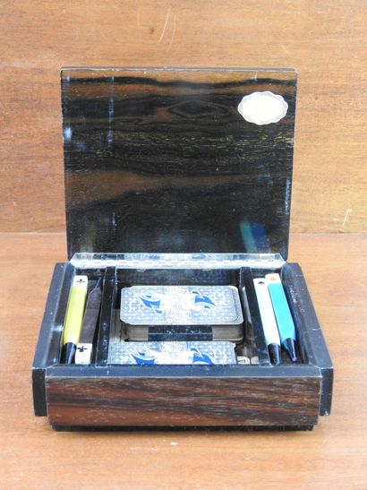Rectangular rosewood GAME BOX with applied...