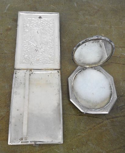 CIGARETTES SHEET and POUDRIER in silver with...