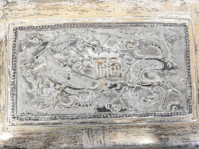 TWO CIGARETTES SUITS in silver with dragons...