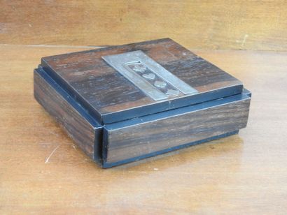 Rectangular rosewood GAME BOX with applied...