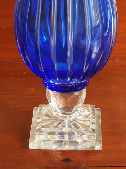 LARGE VASE on pedestal in blue and white...
