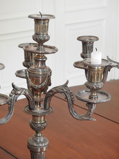 Pair of LARGE CANDELABRES with four lights...