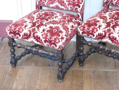 Pair of chairs in natural wood with high...