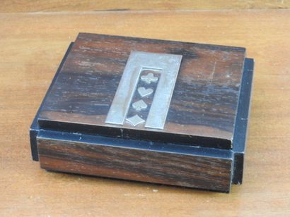 Rectangular rosewood GAME BOX with applied...