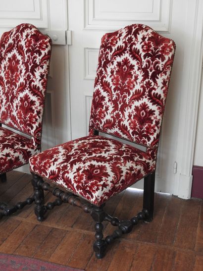 Pair of chairs in natural wood with high...