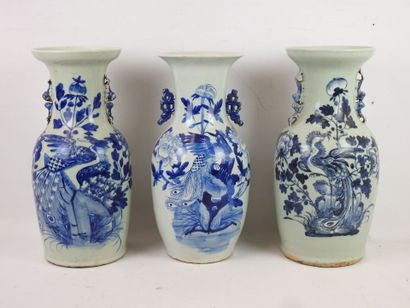 CHINA: Meeting of three porcelain vases of...