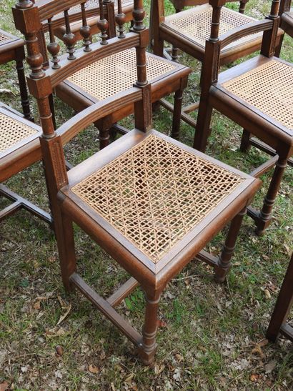 Suite of EIGHTEEN WOODEN CHAIRS with openwork...
