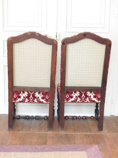 Pair of chairs in natural wood with high...