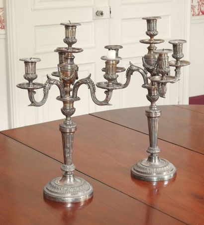 Pair of LARGE CANDELABRES with four lights...