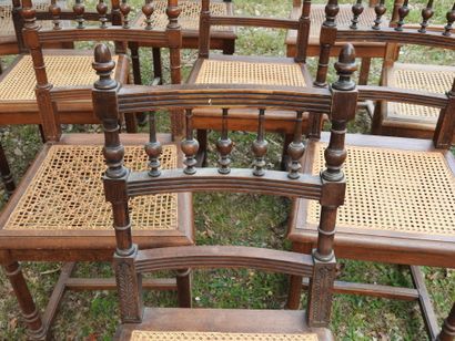 Suite of EIGHTEEN WOODEN CHAIRS with openwork...