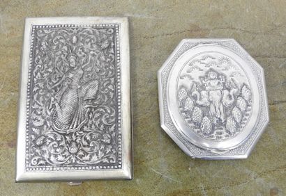 CIGARETTES SHEET and POUDRIER in silver with...