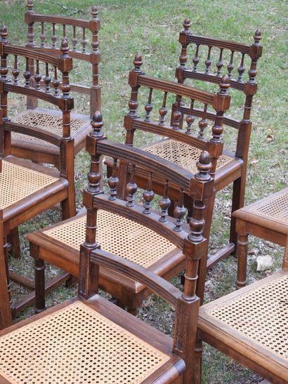 Suite of EIGHTEEN WOODEN CHAIRS with openwork...