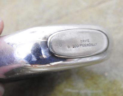 ALCOHOL FLASK in silver plated metal covered...