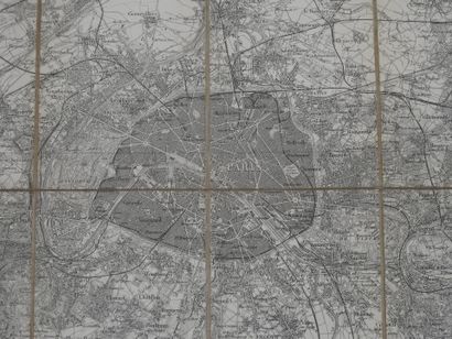 CARTE ANCIENNE. Environs de Paris. Entoilage...