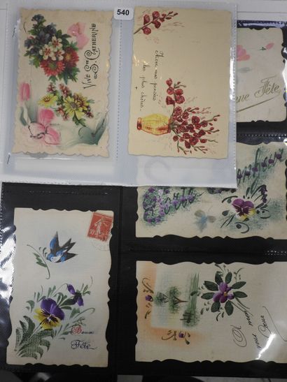 CARTES FANTAISIES gaufrées à reliefs : « Fleurs »....