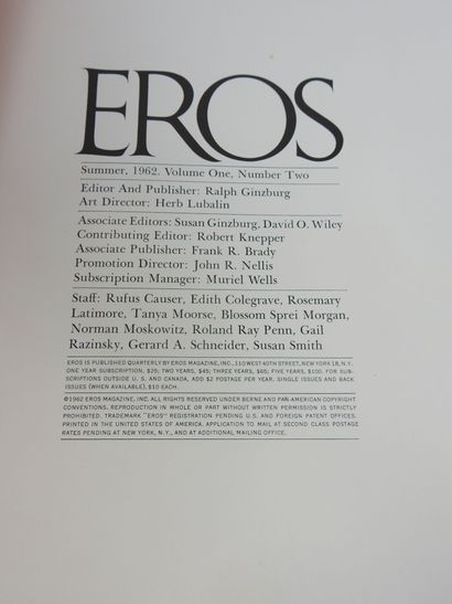 Eros magazine. Summer 1902. In-folio. Usures....