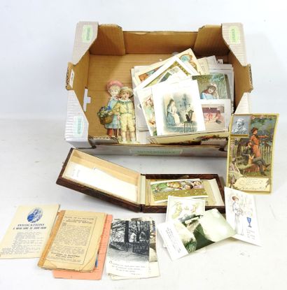 Dans petit carton : FORT LOT de chromos anciens,...