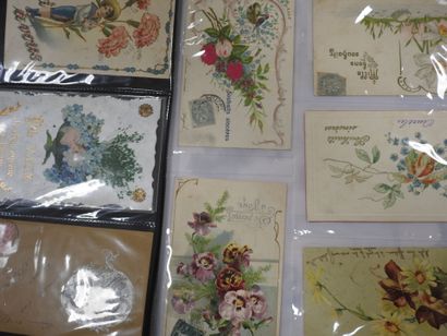 CARTES FANTAISIES gaufrées à reliefs : « Romantiques...