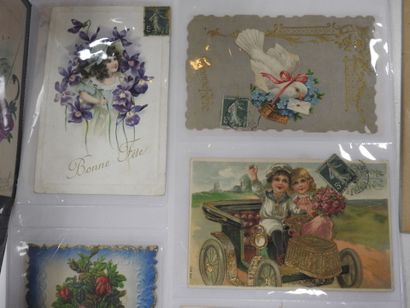 CARTES FANTAISIES gaufrées à reliefs : « Fleurs »....