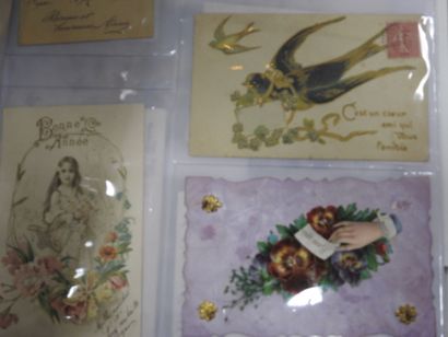 CARTES FANTAISIES gaufrées à reliefs : « Romantique »....