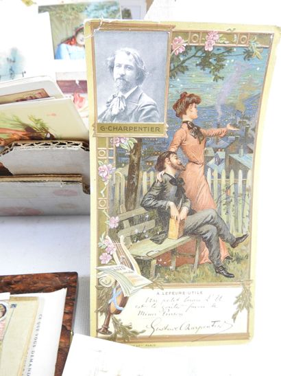 Dans petit carton : FORT LOT de chromos anciens,...