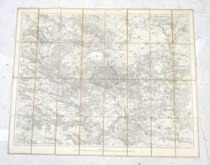 CARTE ANCIENNE. Environs de Paris. Entoilage...