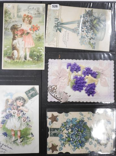 CARTES FANTAISIES gaufrées à reliefs dont...