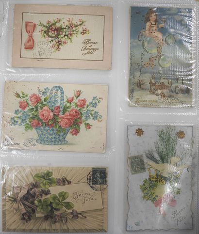 CARTES FANTAISIES gaufrées à reliefs : « Fleurs »....