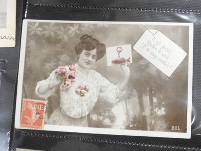 CARTES FANTAISIES gaufrées à reliefs : « Poisson...