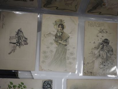 CARTES FANTAISIES gaufrées à reliefs, dont...
