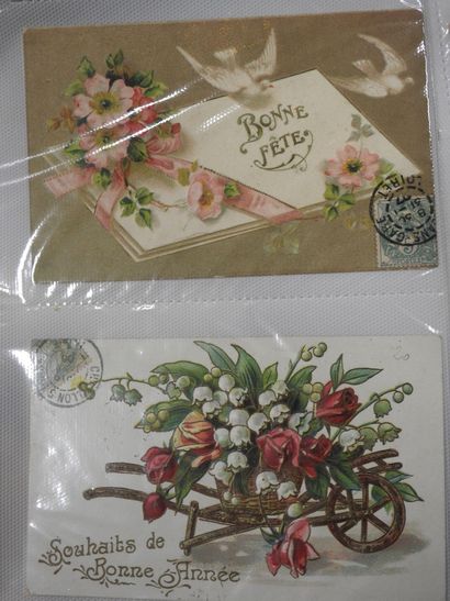 CARTES FANTAISIES gaufrées à reliefs : « Fleurs »....