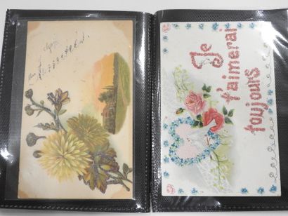 CARTES FANTAISIES gaufrées à reliefs. Environ...