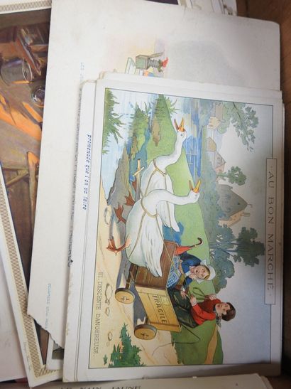 Dans petit carton : FORT LOT de chromos anciens,...