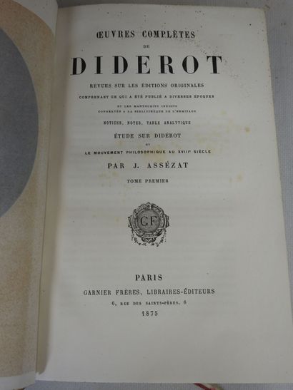 DIDEROT. OEuvres complètes. Paris, Garnier...