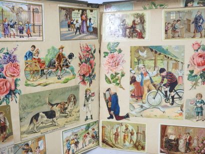 DEUX ALBUMS de chromolithographies et découpis...