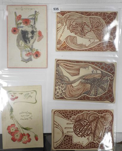 CARTES ART NOUVEAU. Environ 5 cartes.