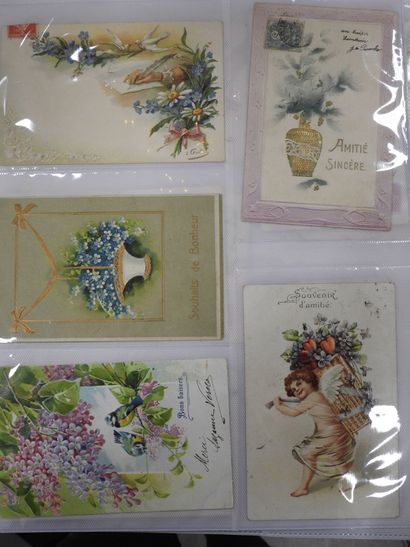 CARTES FANTAISIES gaufrées à reliefs : « Fleurs »....