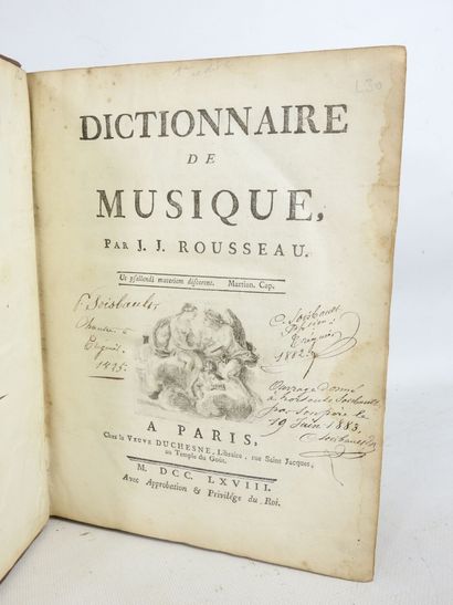 ROUSSEAU Jean-Jacques. Dictionnaire de musique....