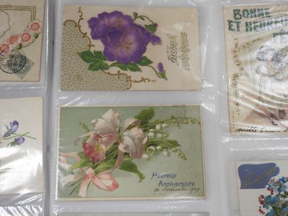 CARTES FANTAISIES gaufrées à reliefs : « Fleurs »....