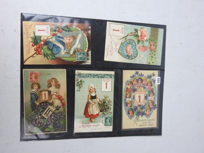 CARTES FANTAISIES gaufrées à reliefs : « 1er...