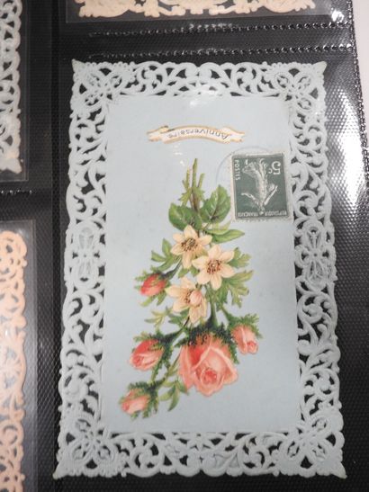 CARTES FANTAISIES gaufrées à reliefs, pourtours...