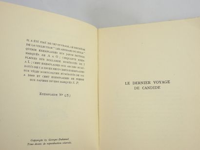 DUHAMEL Georges. Le dernier voyage de Candide....
