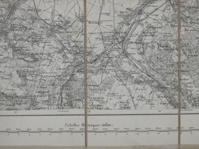 CARTE ANCIENNE. Environs de Paris. Entoilage...