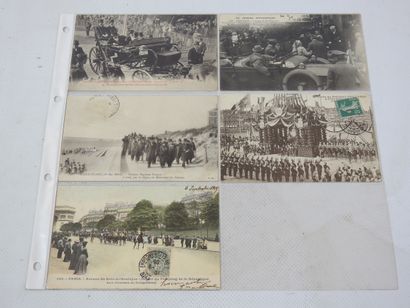 FRANCE. 5 cpa dont Visites Président Fallières,...