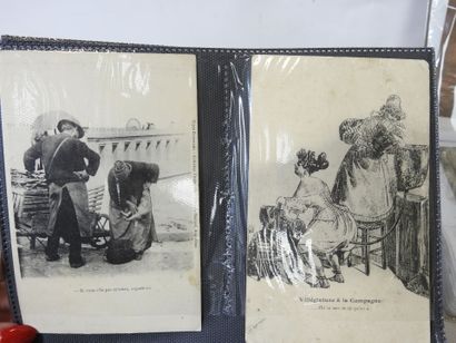 DEUX ALBUMS DE CPA et CPSM figurées, au bon...