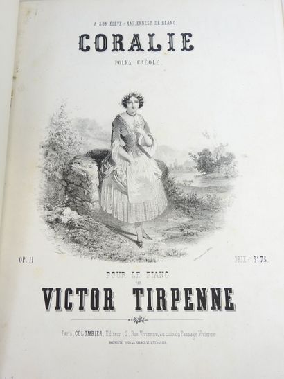 Couvertures de musique. XIXe. In-folio, demi-reliure...